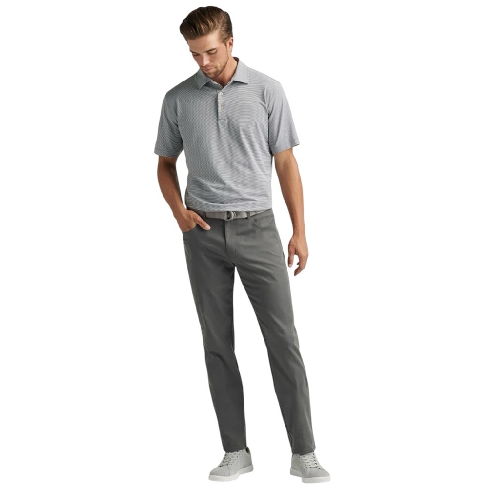 PETER MILLAR EB66 PERFORMANCE 5-POCKET CORE PANT IN IRON SIZE 35/27 EUC